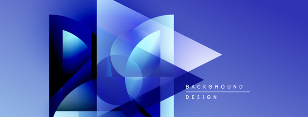 Leinwandbilder - Abstract geometric shapes overlap, creating dynamic blue gradient effect. Modern design suitable for backgrounds, presentations.