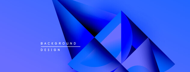 Leinwandbilder - Abstract blue shapes create dynamic composition. Gradient colors suggest depth, modern design elements present. Minimalist aesthetic.