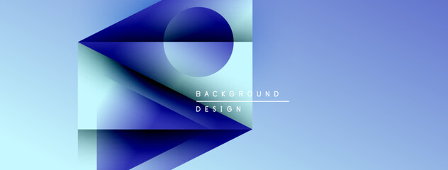 Leinwandbilder - Abstract blue design. Geometric shapes overlap creating layered visual effect. Light gradients provide soft background texture.
