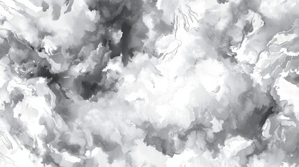 Wall Mural - Black white light gray abstract watercolor pattern.
