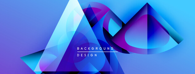 Poster - Abstract geometric shapes overlap, creating vibrant blue, purple gradients. Modern design elements suggest technology, innovation.
