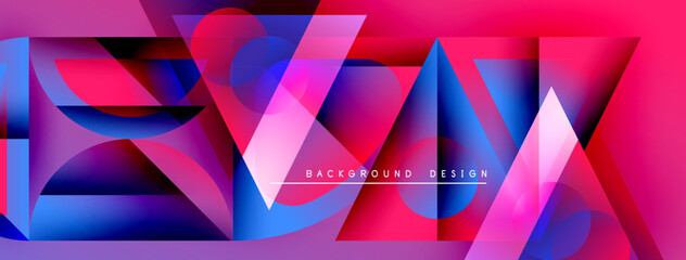 Leinwandbilder - Abstract geometric shapes, vibrant pinks, blues create dynamic background. Modern design elements suggest innovation, energy.