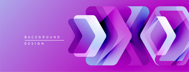 Poster - Abstract purple design features layered geometric shapes. Gradient colors create modern visual effect. Minimalist style, suitable background element.