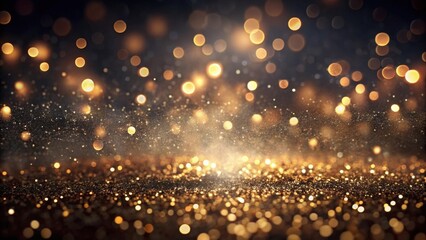 Wall Mural - dark background with golden glitter and sparkling lights for elegant design