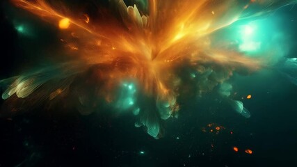 Fototapete - Vibrant Abstract Swirl with Fiery Orange and Cool Teal Hues
