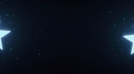 Wall Mural - dark background with white neon stars spreading on both sides. empty space for text in the center of