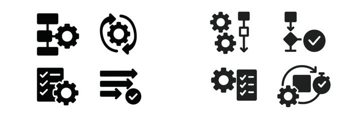 Poster - Visual representation of process management symbols on a clean background showcasing automation and efficiency concepts