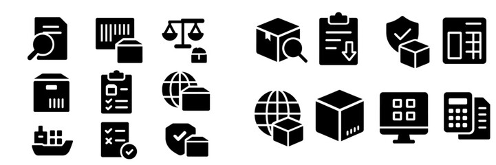 Aufkleber - Icons representing logistics, shipping, and compliance in a business environment with focus on efficiency and organization