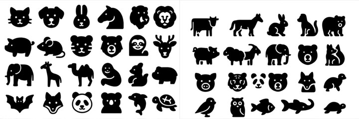 Aufkleber - Collection of animal silhouettes displayed in a modern graphic style for educational purposes