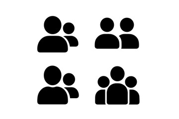 Aufkleber - Silhouettes of diverse groups of people in various formations representing social connection and interaction