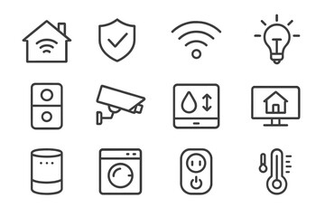 Aufkleber - Smart home technology icons illustrating various connected devices and features for modern living