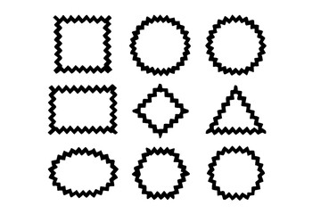 Poster - Variety of black and white geometric shapes arranged in a grid pattern on a light background