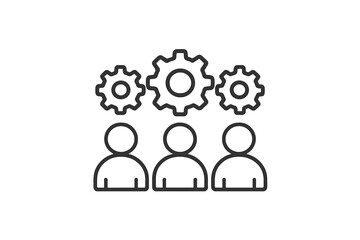 Aufkleber - Team collaboration with gears symbolizing teamwork and problem-solving in a corporate setting