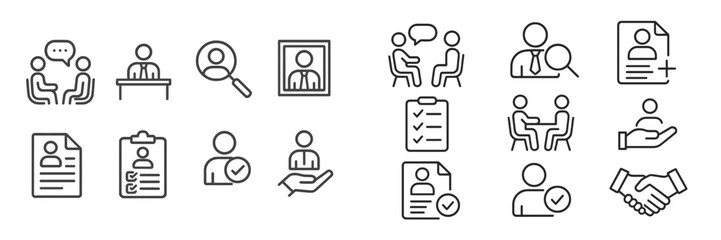 Aufkleber - Various icons representing business activities, teamwork, and professional networking in a modern design