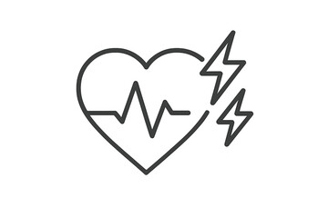 Poster - Heart symbol with heartbeat line and lightning bolts representing health and vitality in a minimalist style