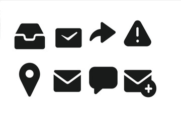 Aufkleber - Icons representing communication and alerts designed for digital platforms, showcasing interaction symbols and message alerts