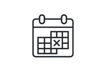 Leinwandbilder - Calendar icon representing an event cancellation with a marked date in a minimalist design style