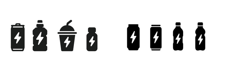 Aufkleber - Variety of beverage containers showcasing energy drink designs in a minimalist style for modern branding