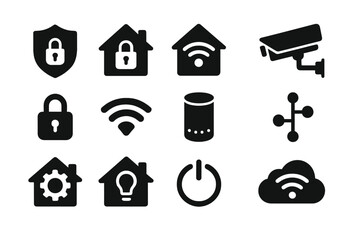 Leinwandbilder - Smart home security icons representing innovative technology for modern living spaces and safety solutions