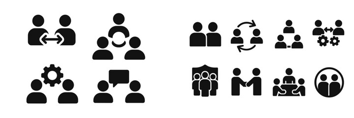 Aufkleber - Diverse teamwork and collaboration symbols representing communication and interaction in various settings