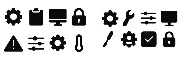 Leinwandbilder - Icons representing technology, security, and settings in a minimalist design suitable for digital applications and interfaces