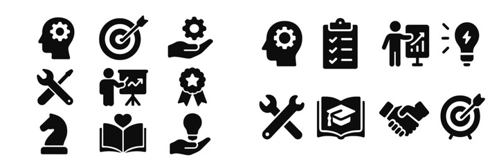 Aufkleber - Icons representing education, teamwork, goals, and innovation for effective learning environments