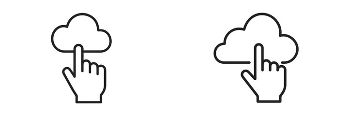 Fototapete - Cloud symbols representing uploading and downloading actions with hands, minimalist design