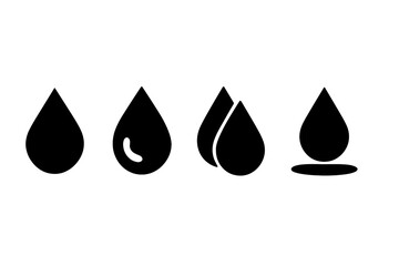 Poster - Various shapes of water droplets illustrating fluid dynamics and design concepts in minimalistic style