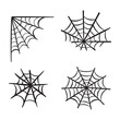© shiblutheprince - Hand Drawn Spider Web Vector Silhouettes Set – Halloween Cobweb Elements Isolated on White Background for Scary Decorations and Spooky Designs