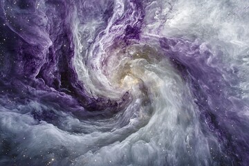 Wall Mural - Abstract swirling nebula, cosmic dust and gas clouds in purple, white and gold tones.