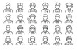 © Zaleman - Diverse collection of line icons representing various professions including healthcare, education, and construction roles