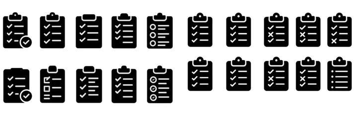 Leinwandbilder - Collection of checklist icons representing various tasks and to-do lists for organization and productivity enhancement