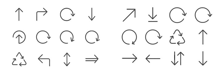 Fototapete - Collection of various directional and recycling symbols for design and graphic use