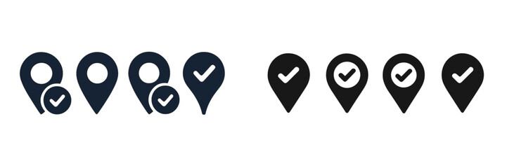 Leinwandbilder - Modern location icons representing checkmarks and user interactions for digital platforms