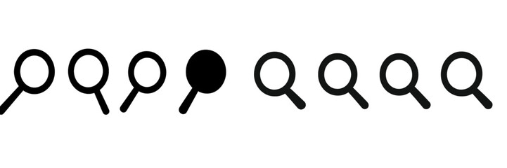 Leinwandbilder - Search icons in different sizes arranged horizontally on a minimalist background