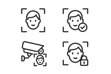 Leinwandbilder - Digital security icons representing facial recognition technology in various contexts