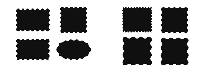 Poster - Various black shapes with scalloped edges arranged in two columns, perfect for design or crafting purposes