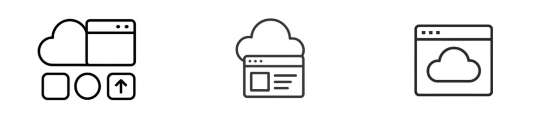 Fototapete - Cloud computing icons representing data storage and online services in a minimalist design