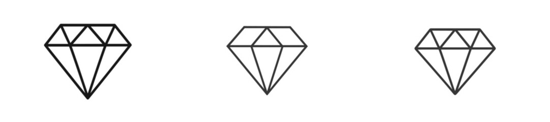 Poster - Elegant diamond line art illustrations showcasing unique geometric designs in black and white colors