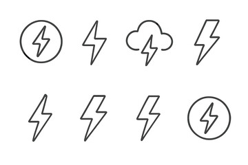 Fototapete - Various lightning bolt icons showcasing different styles and designs