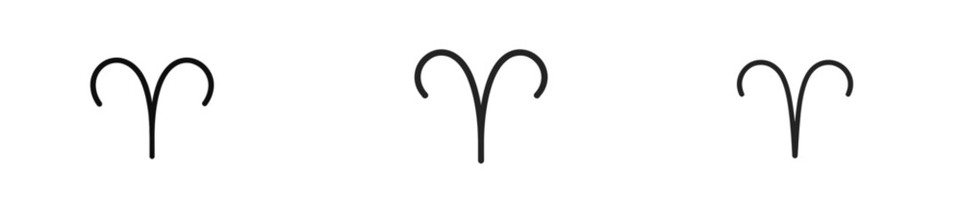 Poster - Symbolic representation of Aries zodiac sign with three variations shown in simple black line art