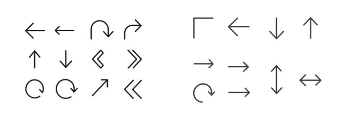 Poster - Directional arrows and shapes presented in a grid layout showcasing various movement representations for educational purposes