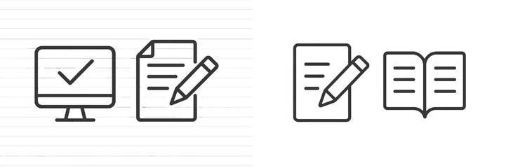 Leinwandbilder - Icons representing online and offline note-taking methods during study sessions with emphasis on organization and productivity