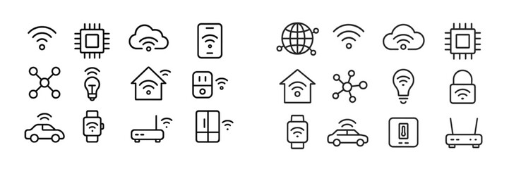 Aufkleber - Wireless technology icons representing various smart devices and connectivity options in a modern digital environment