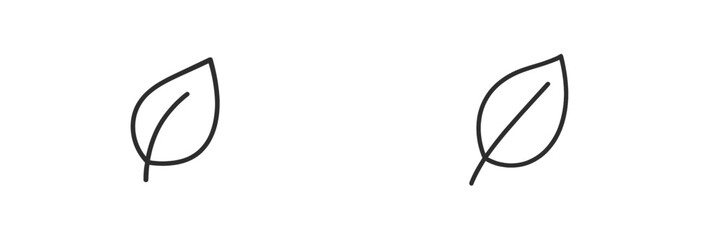 Aufkleber - Simple line art of two leaves on a white background showcasing nature's beauty and minimalistic design