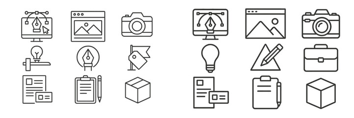 Aufkleber - Collection of creative design and photography icons representing various digital media tools and techniques