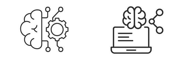 Leinwandbilder - Innovative concepts of artificial intelligence and brain-computer interaction illustrated with simple line designs