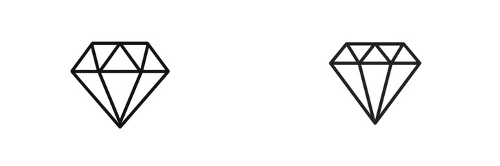 Leinwandbilder - Collection of two simple diamond icons showcasing minimalist design in black outline on a white background