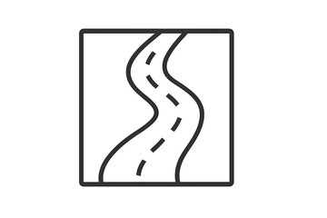 Poster - Curvy road with dashed lines showcasing a landscape design element for creative projects
