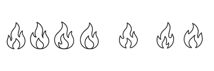 Fototapete - Different styles of fire illustrations showcasing flames in various sizes and designs on a minimalistic background
